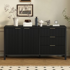 60" Sideboard Buffet Cabinet, Fluted Coffee Bar Cabinet with 2 Drawers, Accent Console Table, Storage Cabinet for Living Room Entryway Hallway - 1 of 4