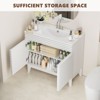 ROOMTEC 24 in. Bathroom Vanity with Ceramic Sink, Mid-Century Cabinet with 2 Soft-Close Doors, Freestanding, Wood Grain Laminate, Walnut - 4 of 4