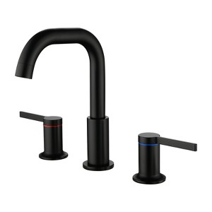 Cobbe Double Handle Bathroom Sink Faucet for Vanity 3-Hole Widespread Faucet Matte Black - 1 of 4