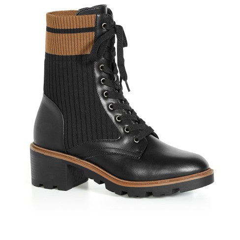 Wide fit black lace up outlet boots