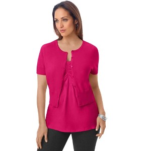 Jessica London Women's Plus Size Jewel-Neck Shrug - 1 of 4