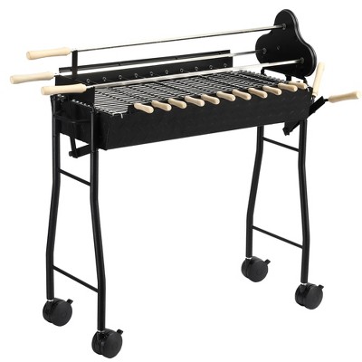 Outsunny Portable Charcoal Bbq Grills Steel Rotisserie Outdoor Cooking ...