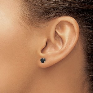 Chisel Stainless Steel Polished 5mm Black Heart Cubic Zirconia Stud Earrings - 1 of 4