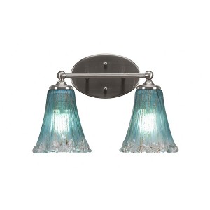 Toltec Lighting Capri 2 - Light Vanity in  Brushed Nickel with 5.5" Fluted Teal Crystal  Shade - 1 of 1