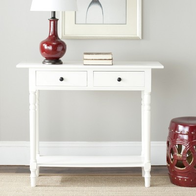 Transitional White Wood 2-Drawer Rectangular Console Table