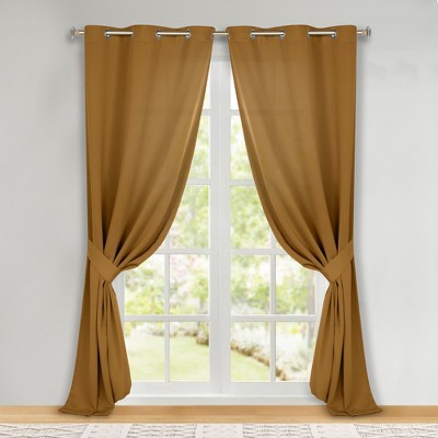 Classic Modern Solid Room Darkening Semi-Blackout Curtains, Grommets, Set of 2 by Blue Nile Mills