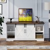 Farmhouse TV Stand for 65 Inch TVs - Entertainment Center with Barn Doors, Storage Shelves，Modern White Media Console Table for Living Room Furniture - 4 of 4