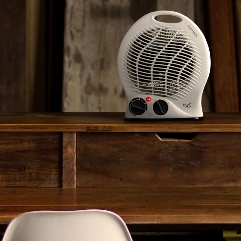 Vie Air 1500W Portable 2-Settings White Home Fan Heater with Adjustable Thermostat, 3 of 6