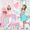Kids Vanity Set with Touch Lighted Mirror, Pretend Play Girls Vanity Table and Chair Set with Mirror - 3 of 4