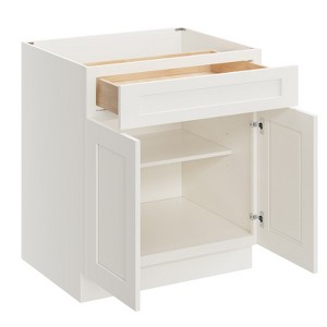 CASAINC 30 in. W x 24 in. D x 34.5 in. H Plywood Ready to AsseMatte Blackle Floor Base Kitchen Cabinet in White Shaker with Drawer - 1 of 4