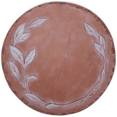 Nat & Jules Floral Laurel Wreath Leaves Pattern Dimensional Indoor Outdoor 12 inch Round Cast Resin Decorative Garden Stepping Stone, Patio, Walkway
