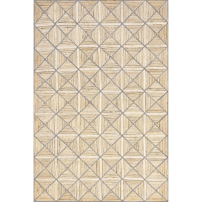 Nuloom Katya Geometric Tiled Jute Indoor Area Rug, 4' x 6', Blue