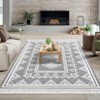 Indoor Modern Stripe Fringed Carpet Retro Soft Low Pile Machine Washable Non Slip Easy Care Lightweight Foldable Area Rugs Room Decor - 2 of 4