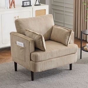 Karl Home Modern Corduroy Barrel Accent Chair For Living Room Bedroom - 1 of 4