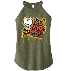 Women's - Peanuts - Good Vibes Only Graphic High Neck Tank - 1 of 3
