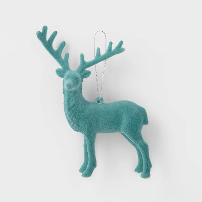 Flocked Reindeer Christmas Tree Ornament Dark Blue - Wondershop™