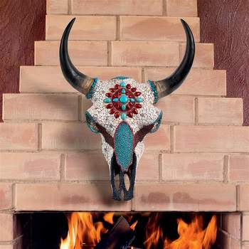 Design Toscano Mystic Plains Warrior Faux Gem Encrusted Cow Skull Wall Sculpture