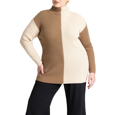 ELOQUII Mock Neck Colorblock Sweater