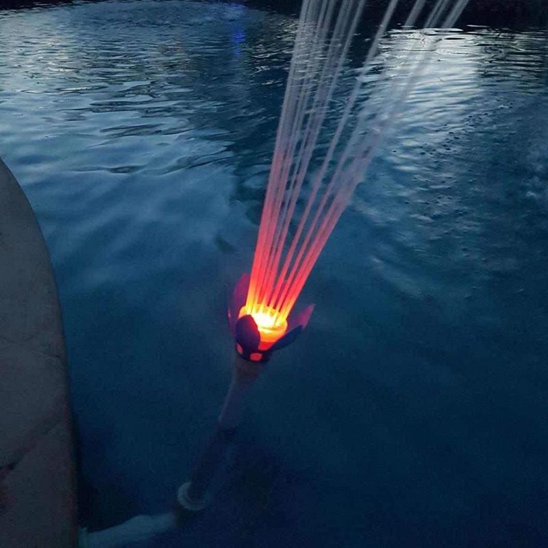 Magic Pool Fountain Multicolor LED Water Powered Swimming Pool Fountain w/Color Changing Light Bulb, Pool Jet Powered No Electricity, Red, Green, Blue, 3 of 7