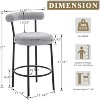 DYHOME Bar Stools Set of 3, 28 Inches Counter Height Bar Stools with Curved Back, Modern Upholstered Fabric Tall Barstools for Kitchen Island, Cafe - 2 of 4