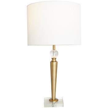 27"x14" Metal Inverted Cone Shaped Accent Lamp with Glass Ball Accent and Square Base Gold - Olivia & May