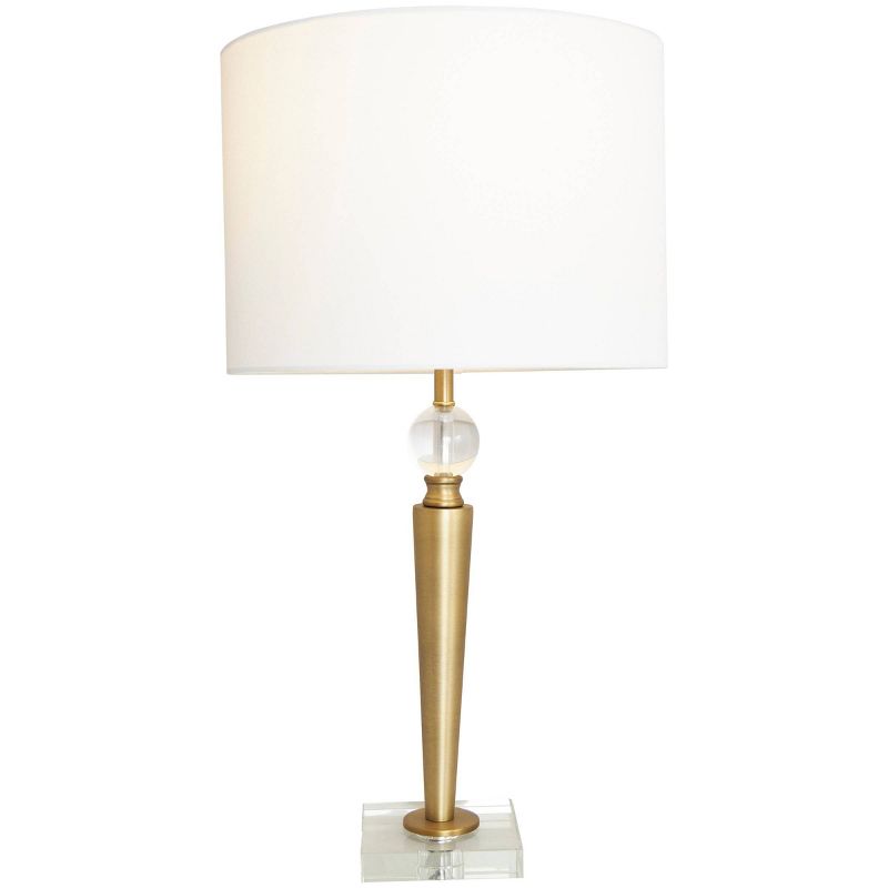 27&#34;x14&#34; Metal Inverted Cone Shaped Accent Lamp with Glass Ball Accent and Square Base Gold - Olivia &#38; May, 1 of 17