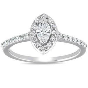 Pompeii3 1/2ct Halo Marquise Diamond Engagement 14K White Gold Ring Lab Created - 1 of 4
