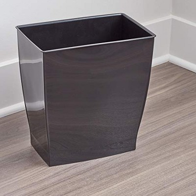 iDesign 12" Black Plastic Rectangular Wastebasket