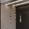 BAOURE 25in Black and Gold Linear Pendant Light with Cylindrical Mesh Shades, 3 Light Modern Chandelier for Dining Room Kitchen Island Living Room - 4 of 4