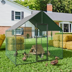 Artloge New Upgraded Extra Large Metal Chicken Coop Walk-in Poultry Cage Hen House with Rust-proof Tubes & Oxford Full Cover Top & High Entrance - 1 of 4