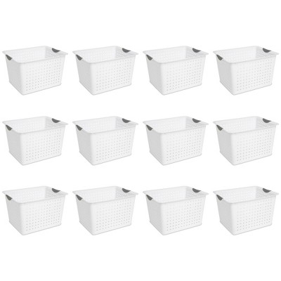 Sterilite Medium Ultra Basket, Storage Bin To Organize Closets, Cabinets,  Pantry, Shelving And Countertop Space, White, 18-pack : Target