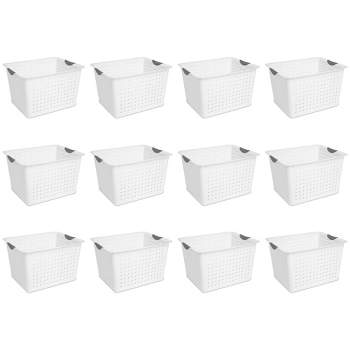 Sterilite Medium Ultra Plastic Storage Organizer Basket White 6 Pack 16248006