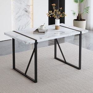 NicBex 55.1" Modern Rectangular Wood Dining Table 1.5" Thick Engineered Wood Tabletop with Metal Legs for Kitchen - 1 of 4