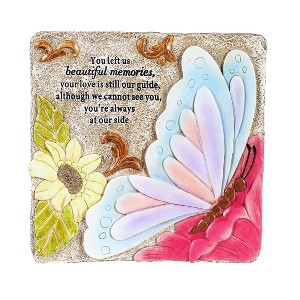 Evergreen 10" x 10" Beautiful Memories Memorial Stepping Stone, Indoor and Outdoor Decor for Home, Lawn and Garden - 1 of 4