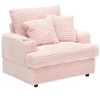 Kumasinova Reclining Corduroy Sofa Bed with Cup Holders, 39" Spring Upholstered Armchair and Ottoman Set, Tufted Single Sofa with 2 Throw Pillows - 2 of 3