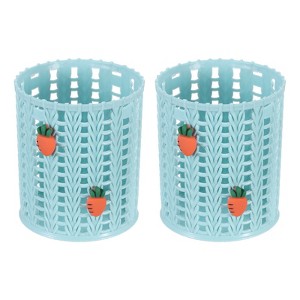 Unique Bargains Plastic Carrot Decor Decorative Large-capacity Pencils Holder Blue 3.1x3.1x3.9 Inch - 1 of 4