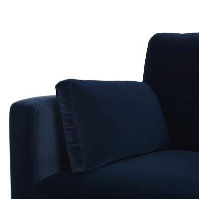 Knox Dark Navy Blue Velvet Armchair with Birch Legs