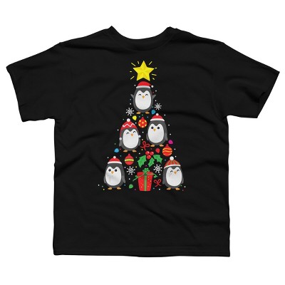 Boy's Design By Humans Penguin Christmas Tree By NekoShop T-Shirt