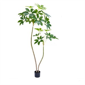 Artificial Umbrella For Indoor, 5.9FT 180CM Tall Plants Artificial Plants With Planter, Umbrella Tree In Pot,For Living Room Floor Greening Porch - 1 of 4