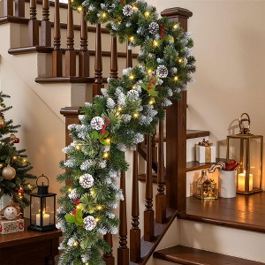 MOEPISY 9FT Prelit Artificial Christmas Garland with Color Changing Lights and Timer - 1 of 4
