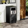 Syemin Outdoor Trash Cans Outdoor Single Barrel Trash Can Waterproof Patio Garbage Can with Lid, Durable Waste Bin, Black, 16.14"*16.54"*35.43" - 2 of 4