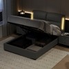 KIGFTSOD Upholstered Queen Size Hydraulic Platform Bed with Lift Up Storage and Sensor LED Lights,PU Leather Bed Frame No Box Spring Needed - 3 of 4