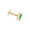 Pure Collection by Ross-Simons Baguette Emerald-Accented Single Flat-Back Stud Earring in 14kt Yellow Gold - 3 of 4