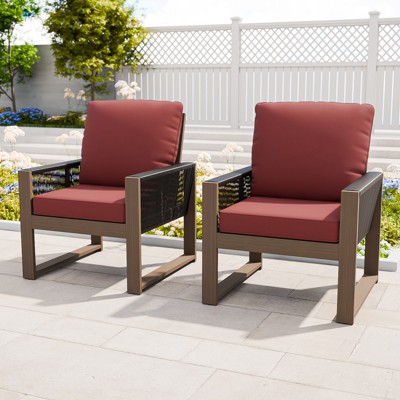 EAGLE PEAK Natural Cedar Patio Dining Chair, Real Wood Outdoor Furniture with Cushion