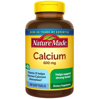 Nature Made Calcium 600 mg Softgels with Vitamin D3 - 100ct