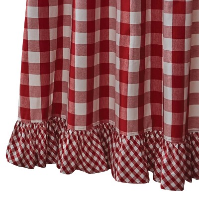 Park Designs Red Buffalo Check Ruffled Shower Curtain 72