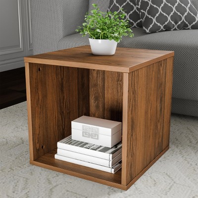 Hastings Home Minimalist Cube End Table, Brown