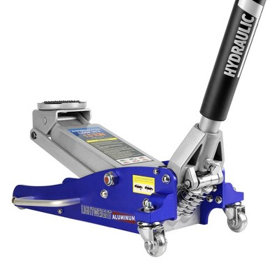 Hydraulic Low Profile Aluminum and Steel Racing Floor Jack with Dual Piston Quick Lift Pump, Blue