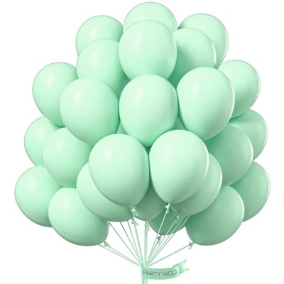 PartyWoo Balloons Mint Green Pastel Light 12 Inch 50 pcs