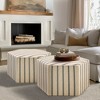 Sapphtopaz Modern Farmhouse Ottoman with Natural-Hued Printed Stripe Upholstered Hexagonal Foot Stool Vanity Stool for Living Room,Bedroom,Natural - 2 of 4